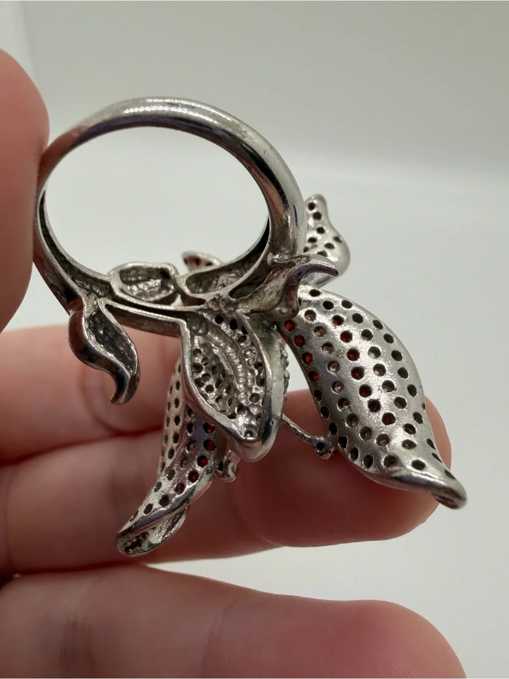 Vintage style 925 rhinestone butterfly ring